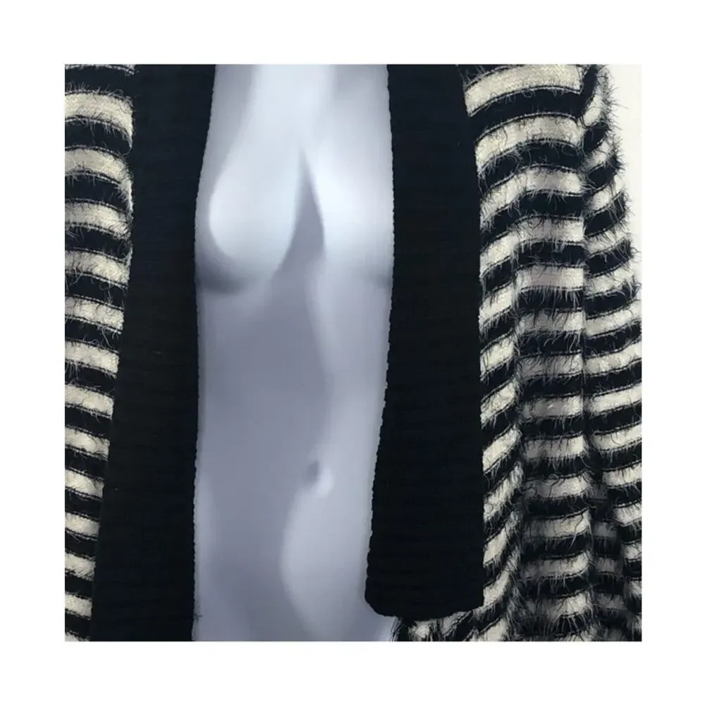 Anthropologie Pleione Eyelash Striped Cardigan NWT Large Open Front